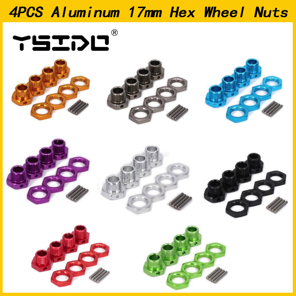 Wheel Hex Adapter - Ysido-アルミニウム六角ホイールナットアダプター、17mm、zdracing Creativee-revo、Marma、バギー、hsp、94762、94081、rcカー、1、8、1、7 4個