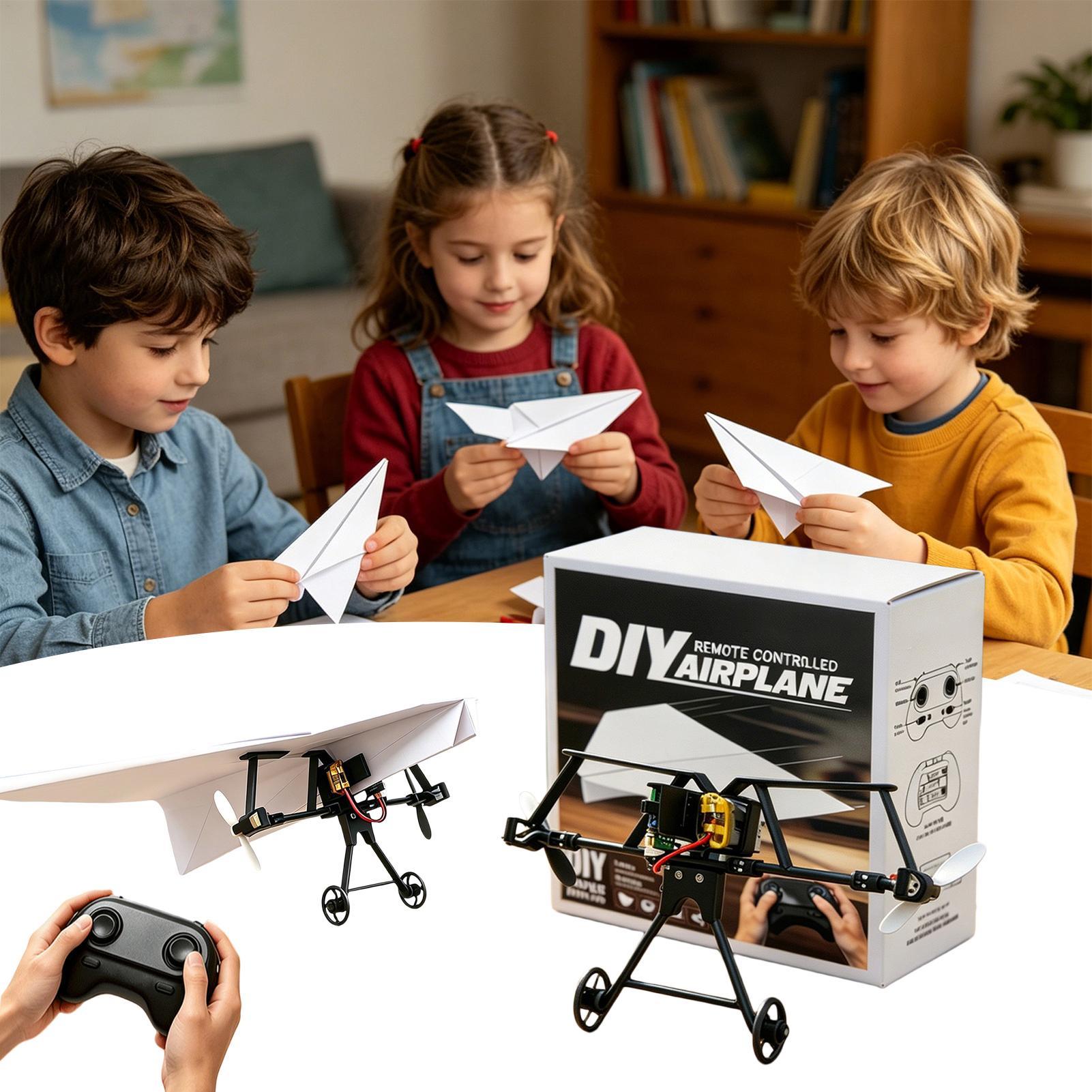 Rc Hobby Toys - DIY RC紙飛行機キット、ジャイロスタビライザー付き電動リモコン飛行機、男の子と女の子向け、裏庭、公園、ビーチで遊べる。