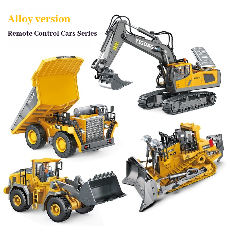 Rc Hobby Dump Truck - YIGONG合金製リモートコントロールエンジニアリング車両 2.4GワイヤレスRC掘削機 ブルドーザー ダンプトラック モデル ホビーコレクション用