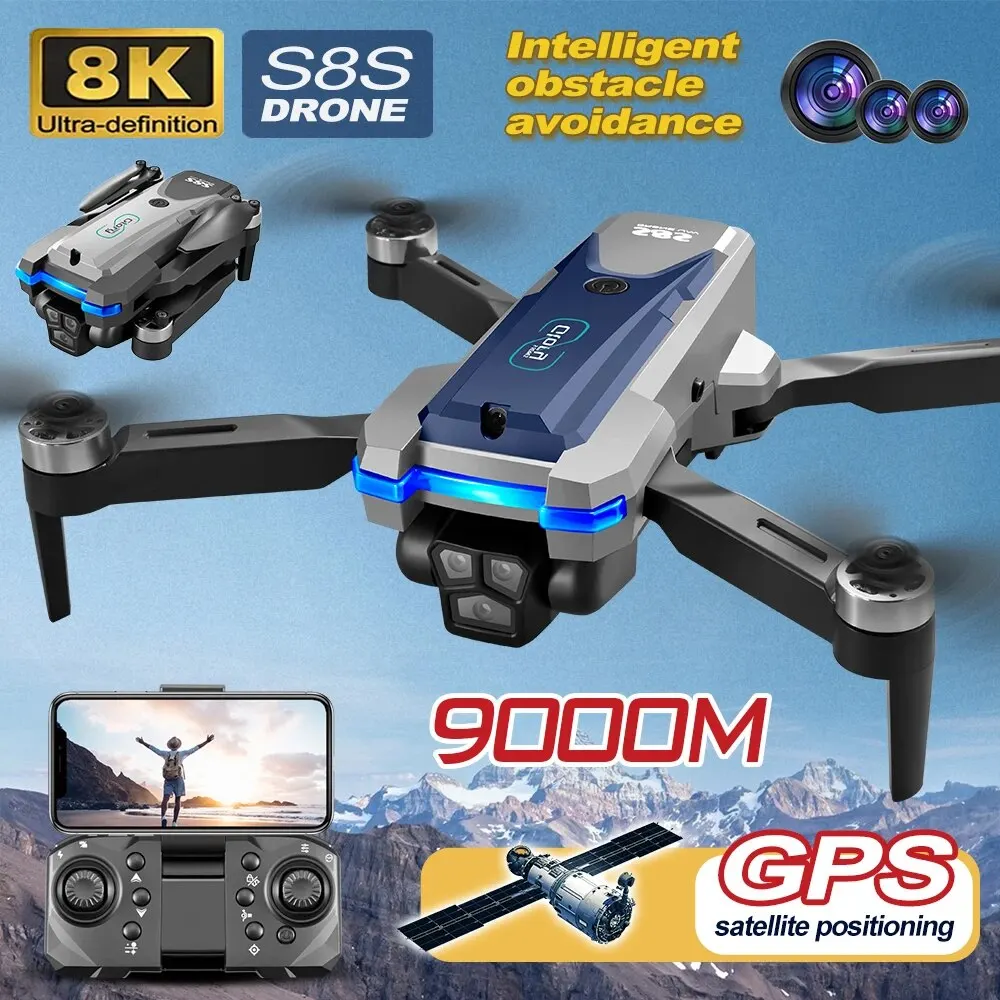 Rc Hobby Wire - 折りたたみ式リモートコントロールドローンRCS8S GPS,5g wifi,8k hdデュアルESCカメラ,オプティカルフロー,360 ° 障害物回避,ブラシレスモーター,9000m