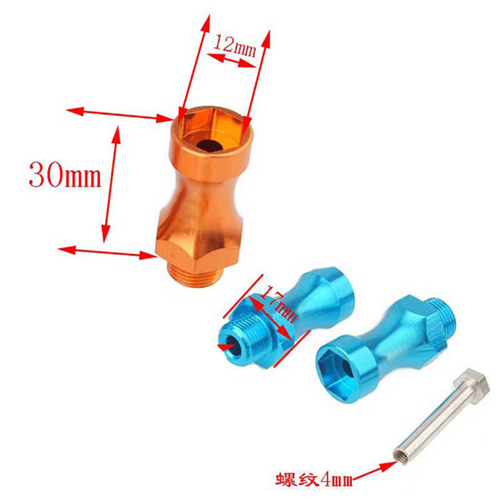4個入り ホイールヘックス12mm ターン17mm 延長厚み - Wheel Hex Adapter のレビューと価格