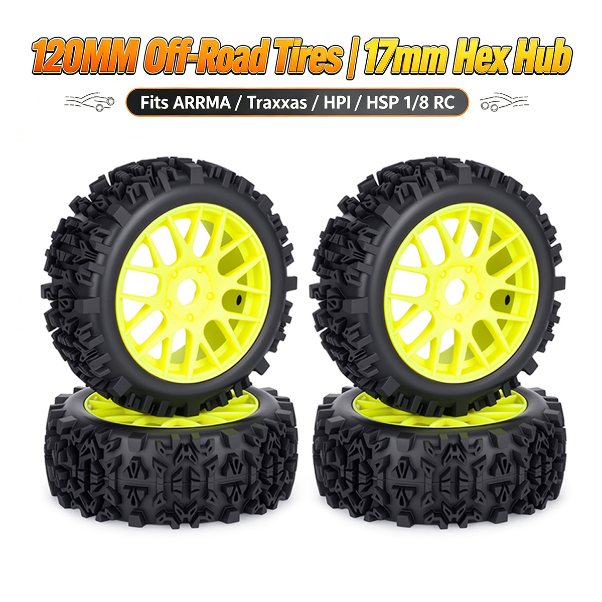 120MMオフロードRCタイヤ 17mm六角ハブ 1/8 A - Rc Hobby Dump Truck のレビューと価格