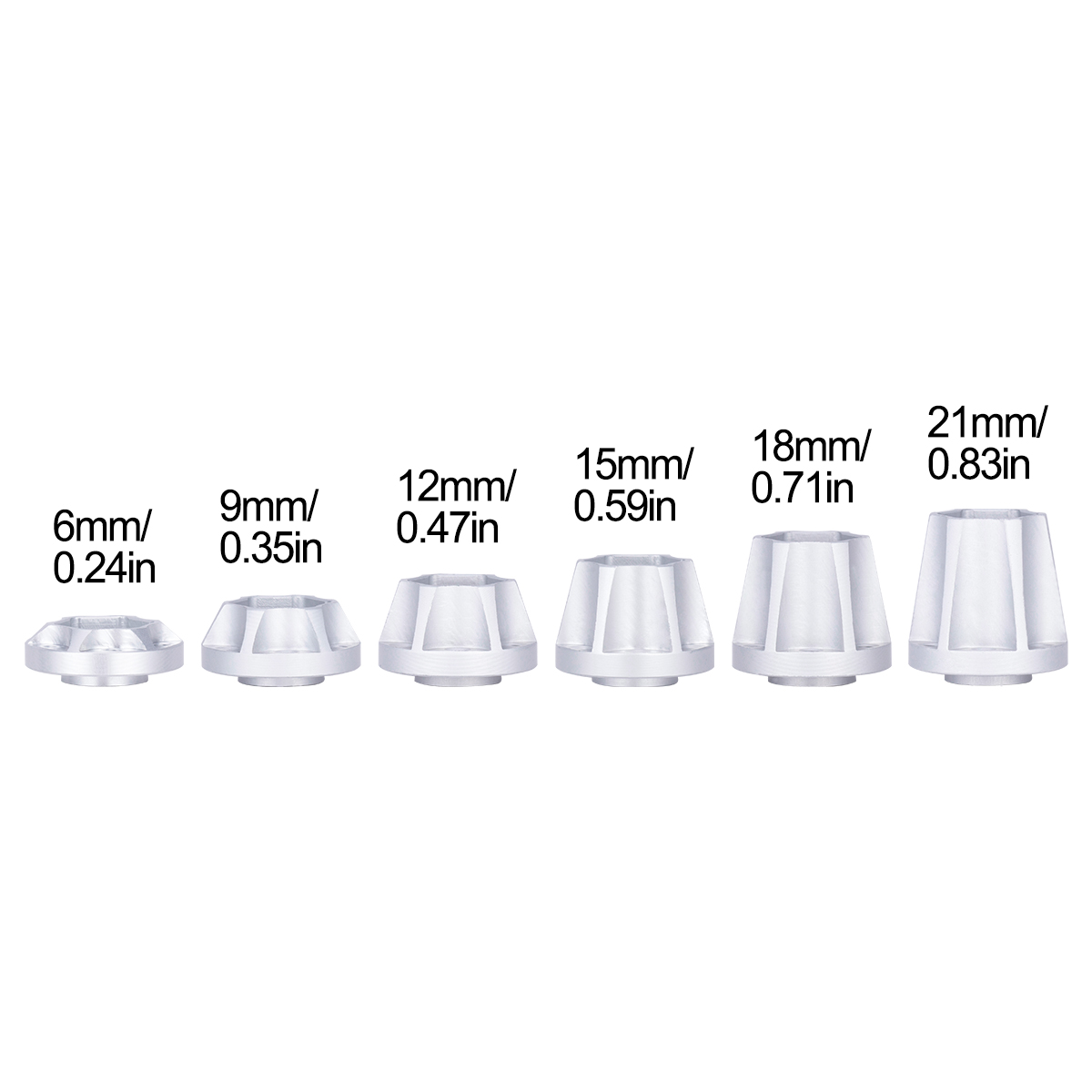 アルミホイール六角ハブ 6/9/12/15/18/21mm  - Wheel Hex Adapter のレビューと価格