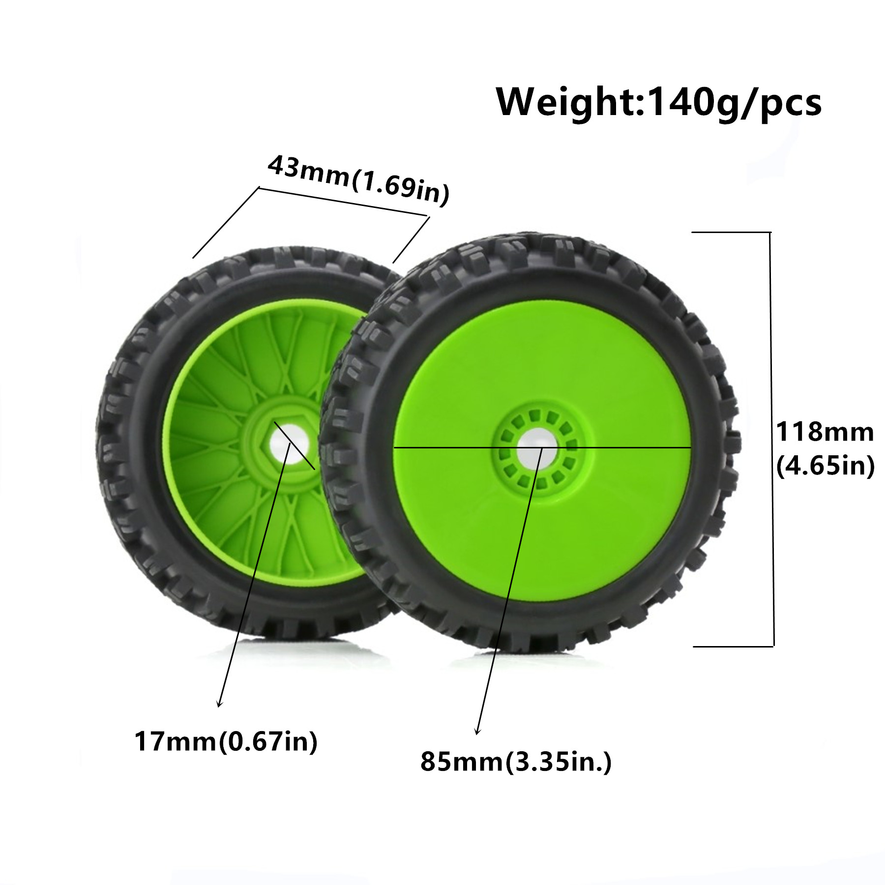 RC 1/8 バギー用タイヤとホイール 17mm ヘックス  - Rc Hobby Dump Truck のレビューと価格